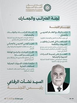 اتحاد غرف التجارة السورية يستعرض مهام لجنة الضرائب والجمارك برئاسة نشأت الرفاعي
